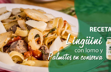 Lingüini con lomo y palmitos en conserva - Amapuri