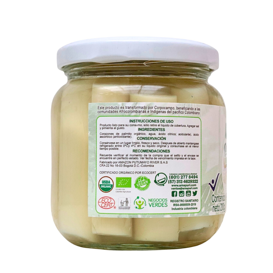 Corazones de Palmito organico Entero x 210gr (Sin sal)