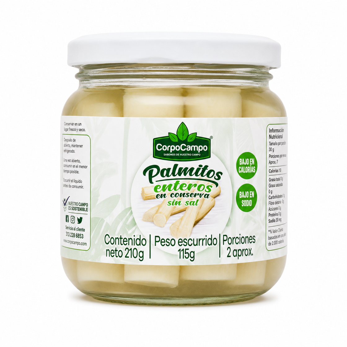 Corazones de Palmito Entero x 210gr (Sin sal)